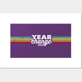 2020 Year of Change - Retro Stripes Rainbow Posters and Art